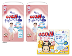 グーンプラス やわらかタッチ パンツLサイズとおしりふきのセット（オムツ88枚・おしりふき210枚）の画像