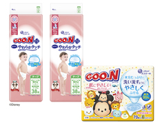 グーンプラス 敏感肌にやわらかタッチBIGサイズとおしりふきのセット（オムツ76枚・おしりふき210枚）の画像