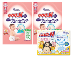 グーンプラス 敏感肌にやわらかタッチMサイズとおしりふきのセット（オムツ104枚・おしりふき210枚）の画像