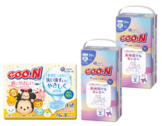 グーン 長時間でもモレ0へ パンツ BIGサイズ 38枚×2個とおしりふきのセット（おむつ76枚・おしりふき210枚）の画像