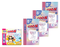 グーン 長時間でもモレ0へパンツ BIGサイズ 50枚×3個とおしりふきのセット（おむつ150枚・おしりふき700枚）の画像